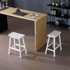 image:imageVINGLI 24 Inch Solid Wood Saddle Barstool Bar Stools Set of 2 Kitchen Counter Seat with Footrests Counter Height Saddle Barstool for Living Room Dining Room Counter amp Outdoor Events BurlywoodWhite