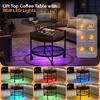 image:imageVINGLI 27 Round Lift Top Coffee Table with Wheels Small Coffee Table with Hidden Compartment amp Storage Shelf amp RGB Lights 2Tier Center Table for Living Room Office Balcony White amp BrownWalnut