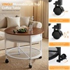 image:imageVINGLI 27 Round Lift Top Coffee Table with Wheels Small Coffee Table with Hidden Compartment amp Storage Shelf amp RGB Lights 2Tier Center Table for Living Room Office Balcony White amp BrownWhite  Brown