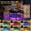 image:imageVINGLI 27 Round Lift Top Coffee Table with Wheels Small Coffee Table with Hidden Compartment amp Storage Shelf amp RGB Lights 2Tier Center Table for Living Room Office Balcony White amp BrownBlack  Grey