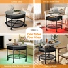 image:imageVINGLI 27 Round Lift Top Coffee Table with Wheels Small Coffee Table with Hidden Compartment amp Storage Shelf amp RGB Lights 2Tier Center Table for Living Room Office Balcony White amp BrownBlack  Grey