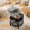 image:imageVINGLI 27 Round Lift Top Coffee Table with Wheels Small Coffee Table with Hidden Compartment amp Storage Shelf amp RGB Lights 2Tier Center Table for Living Room Office Balcony White amp BrownBlack  Grey