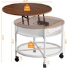 image:imageVINGLI 27 Round Lift Top Coffee Table with Wheels Small Coffee Table with Hidden Compartment amp Storage Shelf amp RGB Lights 2Tier Center Table for Living Room Office Balcony White amp BrownWhite  Brown