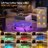 image:imageVINGLI 27 Round Lift Top Coffee Table with Wheels Small Coffee Table with Hidden Compartment amp Storage Shelf amp RGB Lights 2Tier Center Table for Living Room Office Balcony White amp BrownWhite  Brown