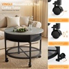 image:imageVINGLI 27 Round Lift Top Coffee Table with Wheels Small Coffee Table with Hidden Compartment amp Storage Shelf amp RGB Lights 2Tier Center Table for Living Room Office Balcony White amp BrownBlack  Grey
