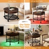 image:imageVINGLI 27 Round Lift Top Coffee Table with Wheels Small Coffee Table with Hidden Compartment amp Storage Shelf amp RGB Lights 2Tier Center Table for Living Room Office Balcony White amp BrownWalnut