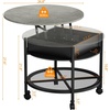 image:imageVINGLI 27 Round Lift Top Coffee Table with Wheels Small Coffee Table with Hidden Compartment amp Storage Shelf amp RGB Lights 2Tier Center Table for Living Room Office Balcony White amp BrownBlack  Grey