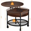 image:imageVINGLI 27 Round Lift Top Coffee Table with Wheels Small Coffee Table with Hidden Compartment amp Storage Shelf amp RGB Lights 2Tier Center Table for Living Room Office Balcony White amp BrownWalnut