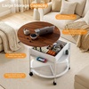 image:imageVINGLI 27 Round Lift Top Coffee Table with Wheels Small Coffee Table with Hidden Compartment amp Storage Shelf amp RGB Lights 2Tier Center Table for Living Room Office Balcony White amp BrownWhite  Brown