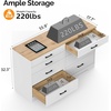 image:imageVINGLI 3 Drawer Dresser with Charging Station Small Dresser Grey Chest of Drawers 315 W Gray Wood Dressers for Bedroom Living Room Hallway Home Office 1575 D x 315 W x 315 HWhite  Brown