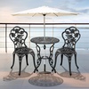 image:imageVINGLI 3 PCS Outdoor Bistro Set Outdoor Patio Set AllWeather Cast Aluminum Bistro Table Set Bistro Table and Chairs Set of 2 for Backyard Garden Balcony Bronze RoseRose