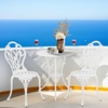 image:imageVINGLI 3 PCS Outdoor Bistro Set Outdoor Patio Set AllWeather Cast Aluminum Bistro Table Set Bistro Table and Chairs Set of 2 for Backyard Garden Balcony Bronze RoseWhite