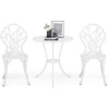 image:imageVINGLI 3 PCS Outdoor Bistro Set Outdoor Patio Set AllWeather Cast Aluminum Bistro Table Set Bistro Table and Chairs Set of 2 for Backyard Garden Balcony Bronze RoseWhite