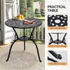 image:imageVINGLI 3 PCS Outdoor Bistro Set Outdoor Patio Set AllWeather Cast Aluminum Bistro Table Set Bistro Table and Chairs Set of 2 for Backyard Garden Balcony Bronze RoseBlack