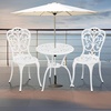 image:imageVINGLI 3 PCS Outdoor Bistro Set Outdoor Patio Set AllWeather Cast Aluminum Bistro Table Set Bistro Table and Chairs Set of 2 for Backyard Garden Balcony Bronze RoseWhite