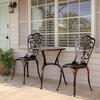 image:imageVINGLI 3 PCS Outdoor Bistro Set Outdoor Patio Set AllWeather Cast Aluminum Bistro Table Set Bistro Table and Chairs Set of 2 for Backyard Garden Balcony Bronze RoseBronze