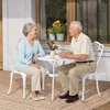 image:imageVINGLI 3 PCS Outdoor Bistro Set Outdoor Patio Set AllWeather Cast Aluminum Bistro Table Set Bistro Table and Chairs Set of 2 for Backyard Garden Balcony Bronze RoseWhite