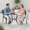 image:imageVINGLI 3 PCS Outdoor Bistro Set Outdoor Patio Set AllWeather Cast Aluminum Bistro Table Set Bistro Table and Chairs Set of 2 for Backyard Garden Balcony Bronze RoseRose