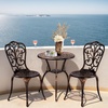 image:imageVINGLI 3 PCS Outdoor Bistro Set Outdoor Patio Set AllWeather Cast Aluminum Bistro Table Set Bistro Table and Chairs Set of 2 for Backyard Garden Balcony Bronze RoseBronze