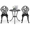 image:imageVINGLI 3 PCS Outdoor Bistro Set Outdoor Patio Set AllWeather Cast Aluminum Bistro Table Set Bistro Table and Chairs Set of 2 for Backyard Garden Balcony Bronze RoseBlack