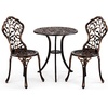 image:imageVINGLI 3 PCS Outdoor Bistro Set Outdoor Patio Set AllWeather Cast Aluminum Bistro Table Set Bistro Table and Chairs Set of 2 for Backyard Garden Balcony Bronze RoseBronze