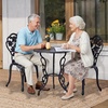 image:imageVINGLI 3 PCS Outdoor Bistro Set Outdoor Patio Set AllWeather Cast Aluminum Bistro Table Set Bistro Table and Chairs Set of 2 for Backyard Garden Balcony Bronze RoseRose