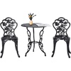 image:imageVINGLI 3 PCS Outdoor Bistro Set Outdoor Patio Set AllWeather Cast Aluminum Bistro Table Set Bistro Table and Chairs Set of 2 for Backyard Garden Balcony Bronze RoseBlack