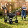 image:imageVINGLI 300FT 58in Garden Hose Reel Cart 4Wheel Portable Residential Hose Reel Cart Hose Guide System with Storage Basket Rust Resistant for Family Yard Garden and Farm BlackBlack