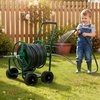 image:imageVINGLI 300FT 58in Garden Hose Reel Cart 4Wheel Portable Residential Hose Reel Cart Hose Guide System with Storage Basket Rust Resistant for Family Yard Garden and Farm BlackGreen