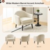 image:imageVINGLI 303 Wide Modern Barrel Accent Armchair with Track Armrest Solid Wooden Legs Comfy Upholstered Club Chair Round Single Home Sofa for Living Room Bedroom Reading Room Corduroy GreyBeige