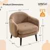 image:imageVINGLI 303 Wide Modern Barrel Accent Armchair with Track Armrest Solid Wooden Legs Comfy Upholstered Club Chair Round Single Home Sofa for Living Room Bedroom Reading Room Corduroy GreyKhaki