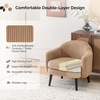 image:imageVINGLI 303 Wide Modern Barrel Accent Armchair with Track Armrest Solid Wooden Legs Comfy Upholstered Club Chair Round Single Home Sofa for Living Room Bedroom Reading Room Corduroy GreyKhaki