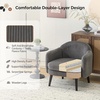 image:imageVINGLI 303 Wide Modern Barrel Accent Armchair with Track Armrest Solid Wooden Legs Comfy Upholstered Club Chair Round Single Home Sofa for Living Room Bedroom Reading Room Corduroy GreyGrey