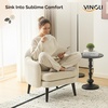 image:imageVINGLI 303 Wide Modern Barrel Accent Armchair with Track Armrest Solid Wooden Legs Comfy Upholstered Club Chair Round Single Home Sofa for Living Room Bedroom Reading Room Corduroy GreyBeige