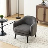 image:imageVINGLI 303 Wide Modern Barrel Accent Armchair with Track Armrest Solid Wooden Legs Comfy Upholstered Club Chair Round Single Home Sofa for Living Room Bedroom Reading Room Corduroy GreyGrey