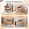 image:imageVINGLI 303 Wide Modern Barrel Accent Armchair with Track Armrest Solid Wooden Legs Comfy Upholstered Club Chair Round Single Home Sofa for Living Room Bedroom Reading Room Corduroy GreyKhaki