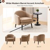 image:imageVINGLI 303 Wide Modern Barrel Accent Armchair with Track Armrest Solid Wooden Legs Comfy Upholstered Club Chair Round Single Home Sofa for Living Room Bedroom Reading Room Corduroy GreyKhaki