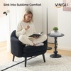 image:imageVINGLI 303 Wide Modern Barrel Accent Armchair with Track Armrest Solid Wooden Legs Comfy Upholstered Club Chair Round Single Home Sofa for Living Room Bedroom Reading Room Corduroy GreyBlack