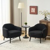 image:imageVINGLI 303 Wide Modern Barrel Accent Armchair with Track Armrest Solid Wooden Legs Comfy Upholstered Club Chair Round Single Home Sofa for Living Room Bedroom Reading Room Corduroy GreyBlack