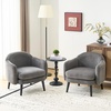 image:imageVINGLI 303 Wide Modern Barrel Accent Armchair with Track Armrest Solid Wooden Legs Comfy Upholstered Club Chair Round Single Home Sofa for Living Room Bedroom Reading Room Corduroy GreyGrey