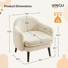 image:imageVINGLI 303 Wide Modern Barrel Accent Armchair with Track Armrest Solid Wooden Legs Comfy Upholstered Club Chair Round Single Home Sofa for Living Room Bedroom Reading Room Corduroy GreyBeige