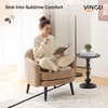image:imageVINGLI 303 Wide Modern Barrel Accent Armchair with Track Armrest Solid Wooden Legs Comfy Upholstered Club Chair Round Single Home Sofa for Living Room Bedroom Reading Room Corduroy GreyKhaki