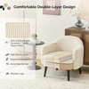 image:imageVINGLI 303 Wide Modern Barrel Accent Armchair with Track Armrest Solid Wooden Legs Comfy Upholstered Club Chair Round Single Home Sofa for Living Room Bedroom Reading Room Corduroy GreyBeige