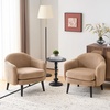 image:imageVINGLI 303 Wide Modern Barrel Accent Armchair with Track Armrest Solid Wooden Legs Comfy Upholstered Club Chair Round Single Home Sofa for Living Room Bedroom Reading Room Corduroy GreyKhaki