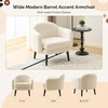 image:imageVINGLI 303 Wide Modern Barrel Accent Armchair with Track Armrest Solid Wooden Legs Comfy Upholstered Club Chair Round Single Home Sofa for Living Room Bedroom Reading Room Corduroy GreyWhite