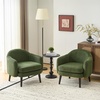 image:imageVINGLI 303 Wide Modern Barrel Accent Armchair with Track Armrest Solid Wooden Legs Comfy Upholstered Club Chair Round Single Home Sofa for Living Room Bedroom Reading Room Corduroy GreyGreen