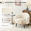 image:imageVINGLI 303 Wide Modern Barrel Accent Armchair with Track Armrest Solid Wooden Legs Comfy Upholstered Club Chair Round Single Home Sofa for Living Room Bedroom Reading Room Corduroy GreyWhite