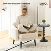 image:imageVINGLI 303 Wide Modern Barrel Accent Armchair with Track Armrest Solid Wooden Legs Comfy Upholstered Club Chair Round Single Home Sofa for Living Room Bedroom Reading Room Corduroy GreyWhite