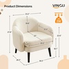 image:imageVINGLI 303 Wide Modern Barrel Accent Armchair with Track Armrest Solid Wooden Legs Comfy Upholstered Club Chair Round Single Home Sofa for Living Room Bedroom Reading Room Corduroy GreyWhite