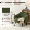 image:imageVINGLI 303 Wide Modern Barrel Accent Armchair with Track Armrest Solid Wooden Legs Comfy Upholstered Club Chair Round Single Home Sofa for Living Room Bedroom Reading Room Corduroy GreyGreen
